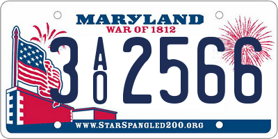 MD license plate 3AO2566