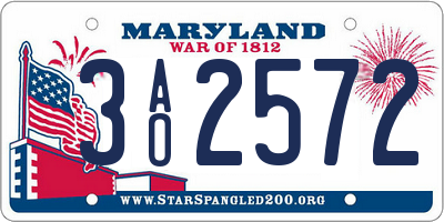 MD license plate 3AO2572
