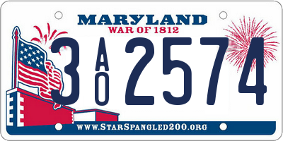 MD license plate 3AO2574