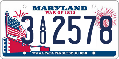 MD license plate 3AO2578