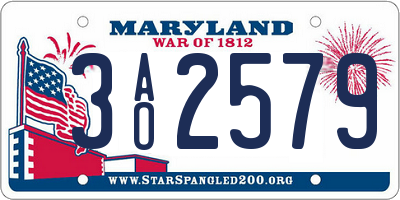 MD license plate 3AO2579