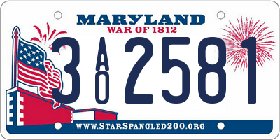 MD license plate 3AO2581