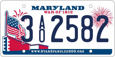 MD license plate 3AO2582
