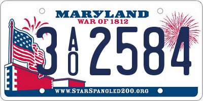 MD license plate 3AO2584