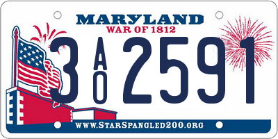 MD license plate 3AO2591