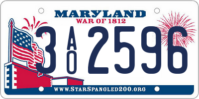 MD license plate 3AO2596