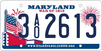 MD license plate 3AO2613