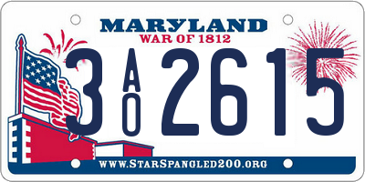 MD license plate 3AO2615