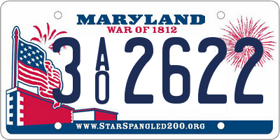 MD license plate 3AO2622