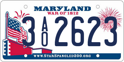 MD license plate 3AO2623