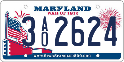MD license plate 3AO2624