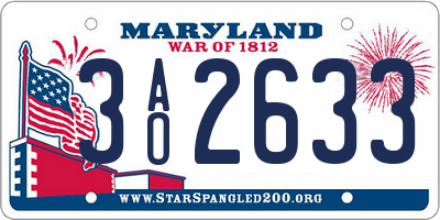 MD license plate 3AO2633