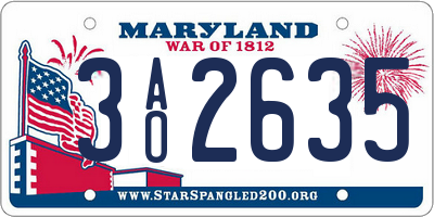 MD license plate 3AO2635