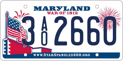 MD license plate 3AO2660