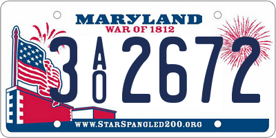 MD license plate 3AO2672