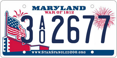 MD license plate 3AO2677