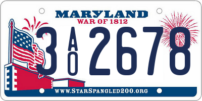 MD license plate 3AO2678