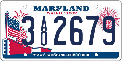 MD license plate 3AO2679