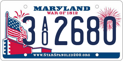MD license plate 3AO2680