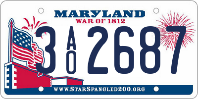MD license plate 3AO2687