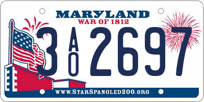 MD license plate 3AO2697