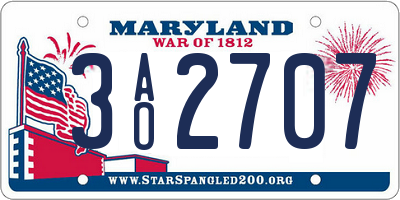 MD license plate 3AO2707