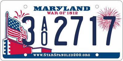 MD license plate 3AO2717