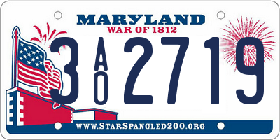 MD license plate 3AO2719