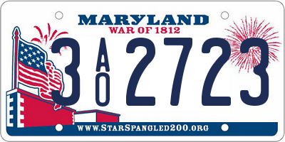 MD license plate 3AO2723
