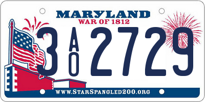 MD license plate 3AO2729