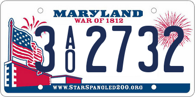 MD license plate 3AO2732