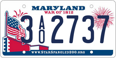 MD license plate 3AO2737