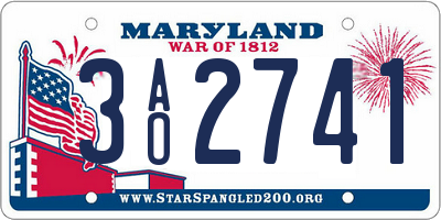 MD license plate 3AO2741