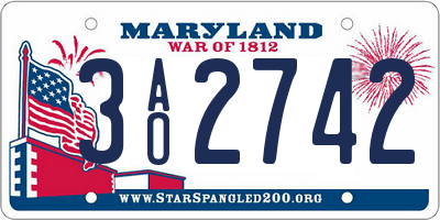 MD license plate 3AO2742
