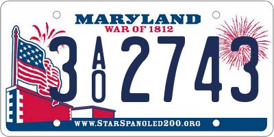 MD license plate 3AO2743
