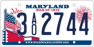 MD license plate 3AO2744