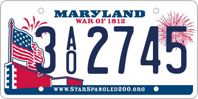 MD license plate 3AO2745