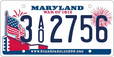 MD license plate 3AO2756