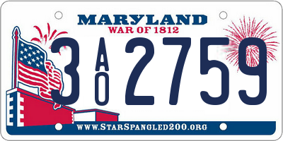 MD license plate 3AO2759