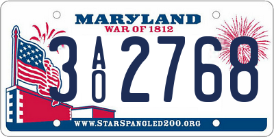 MD license plate 3AO2768