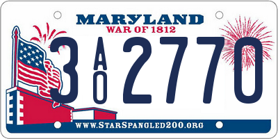 MD license plate 3AO2770
