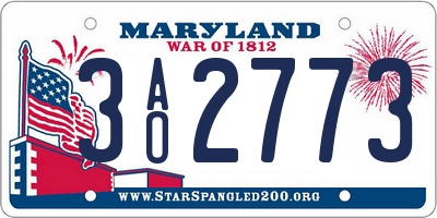 MD license plate 3AO2773