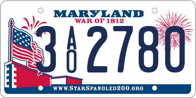 MD license plate 3AO2780