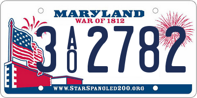MD license plate 3AO2782