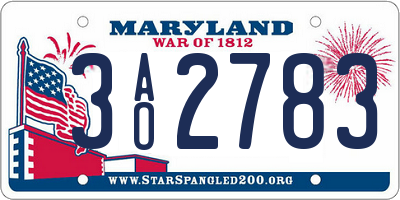 MD license plate 3AO2783