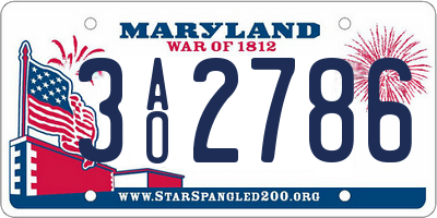 MD license plate 3AO2786