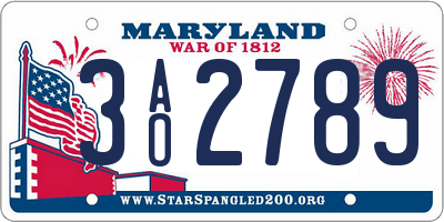 MD license plate 3AO2789