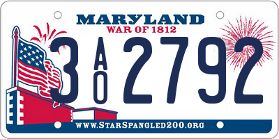 MD license plate 3AO2792