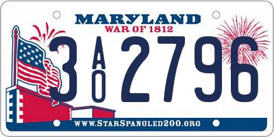 MD license plate 3AO2796