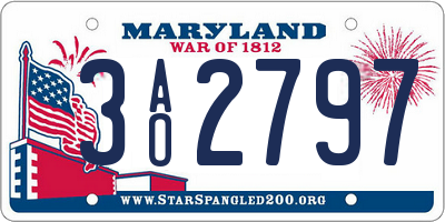 MD license plate 3AO2797